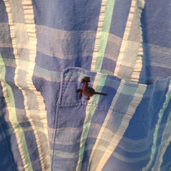 JACK WILLS UK Mens blue & teal Check Shirt button down cotton seersucker XL - Picture 2 of 10